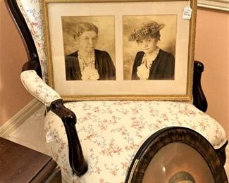 Coordinating antique chair; vintage frames