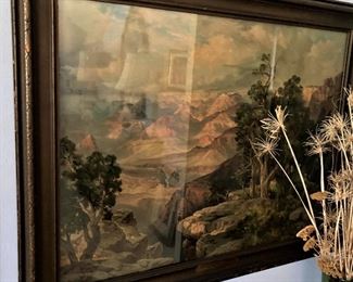 Framed Grand Canyon art from 1912 by Thomas Moran (He was born in England in 1837 and died in California in 1926.) 