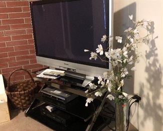 Tv with dvd cd player and stand 