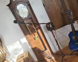 Mic and Mic Stand & Grandmother Clock