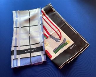 Silk scarves by Burberry and Gucci