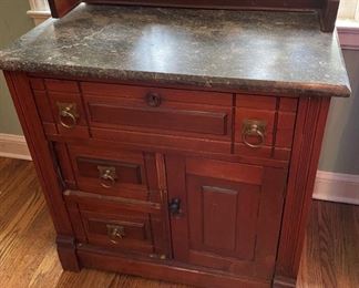 Antique dry sink with marble top