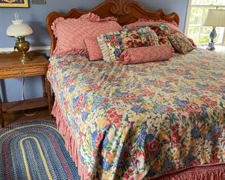 King bed and custom bedding