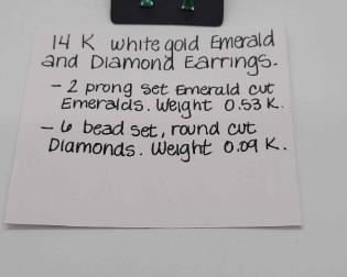 14k Emerald Diamond Earrings
