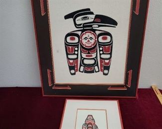 Alaskan Raven Print by Unknow, Haida Dog Fish Print by Bill Reid