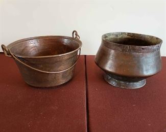 Antique Copper Bowl Copper Bowl with Handle