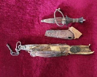 Arabic Knife, Sheath Old Leather Strap