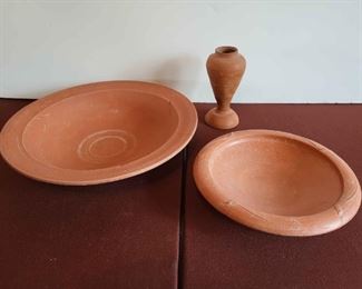 Arabic Terracotta Plates and Small Vase