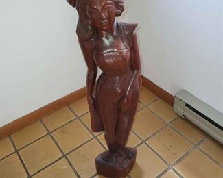 Asian Handcarved Teak Lady