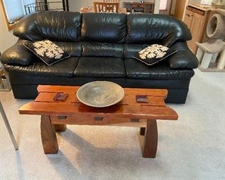 Leather sofa from Edwards
Handcrafted coffee table by Jack Schwab design