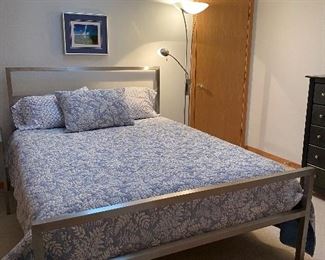 Queen bed with modern metal frame from Room & Board