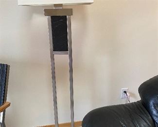 Beautiful heavy brushed chrome and marble floor lamp