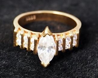 14 Karat Gold Mens Wedding Band, Size Unknown, And Ladies Solitaire Wedding Ring, Marked EDCO, Size 7