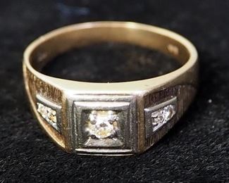 Ladies Sterling Silver Wedding Ring With Solitaire Clear Stone, Size 6.5, And 10 Karat Gold Mens Wedding Band With Clear Stones