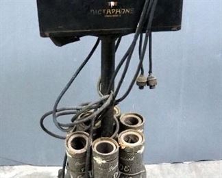 Antique The Dictaphone Company Recording Device On Rolling Stand, Includes Standard DE Cylinders, Qty 6