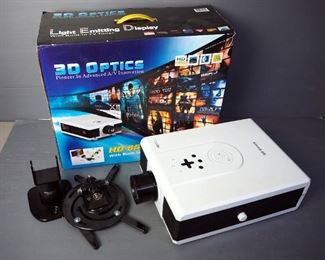 3D Optics Light Emitting Display With Built In TV Tuner, Model HD-8500 And 7.5' Retractable Projection Screen