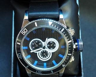 Mens Chronograph 3-Dial Sports Watch, New In Box