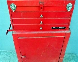 Test Rite Portable 18" 3-Drawer Tool Box On Rolling Tool Cabinet, 36" x 20.5" x 11"