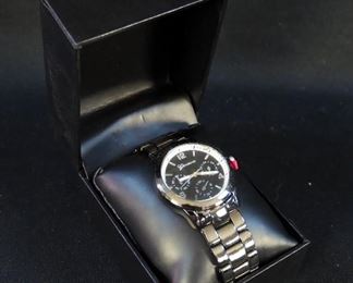Mens Geneva Stainless Steel Band Wristwatch, New In Box