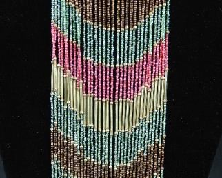 Seed Bead Fringe 22" Necklace With Matching Earrings