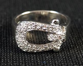 Montana Silversmiths Sterling Silver Stirrup Ring With Cubic Zirconia Stones, Size 8, #RG3234-8, New In Box