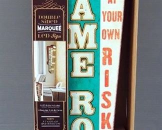Double Sided LED Game Room Marquee Sign, 9.75" x 3.25" x 25", New In Box