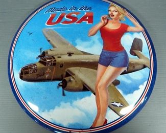 Made In The USA Painted Metal Convex Button Sign, 16" Diameter, New In Package