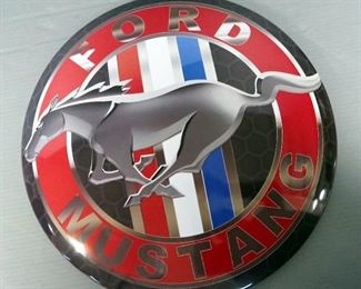 Ford Mustang Painted Metal Convex Button Sign, 16" Diameter, New In Package