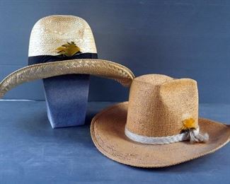 Vintage Resistol Western Self Conforming Straw Hat And 7 1/8" Resistol Western Straw Hat