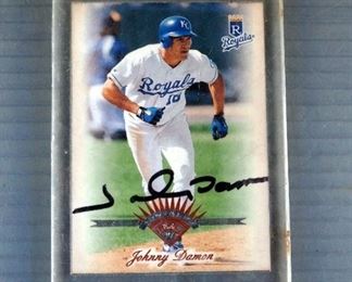 Johnny Damon 1997 Autographed Royals #18 Baseball Trading Card In Protective Display