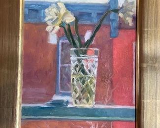 Oil of flowers in vase