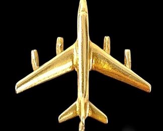 14k Yellow Gold Jet Airplane Charm Pendant