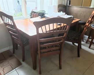 1 of 2 Dinning Room Table with 4 high back chairs and 1 large extension