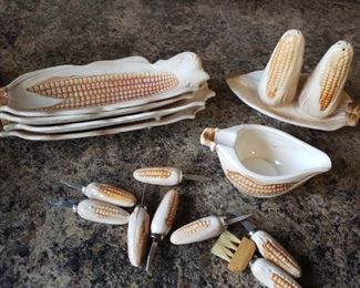 1 of 2 -16 Piece Corn Holder, Butter Server, Salt & Pepper with Tray, Corn Sticks and a Butter Brush. Made by Our Own Import Inc