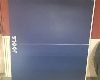 1 of 2 JOOLA Ping Pong Table top with 4 paddles (and wall holder) and several ping pong balls. Add to any pool table or other supportive table! (cushioned bottom side)