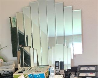 Mid Century Modern Large Wall Mirror & 2 Small Matching Mirror's