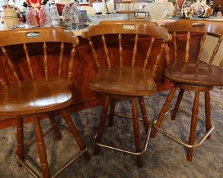 Set of 3 Maple Swivel Bar Stools