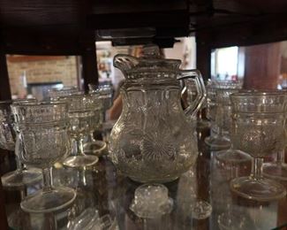 Vintage Crystal Pitcher and Glasses