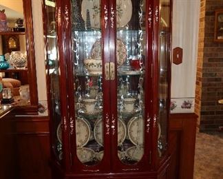 Beautiful Inlayed with Mother of Pearl China Cabinet in  a Red Mahogany 