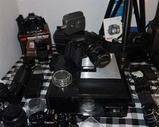 Cannon  - Nikon Camares - Vintage Camares  - Tripod 