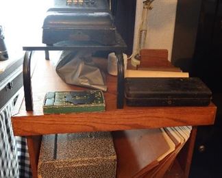 Antique Adding Machine  - Office Light - Rolling Cart