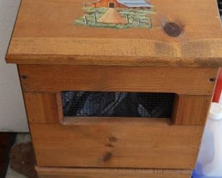Vintage Wooden Trash Can