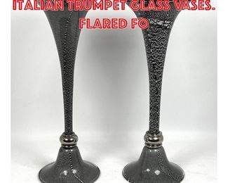 Lot 10 Pr Seguso Murano Italian Trumpet Glass Vases. Flared fo