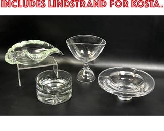 Lot 14 4pc Modern Crystal Lot. Includes LINDSTRAND for KOSTA. 