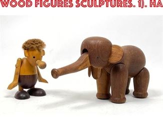 Lot 23 2pc Danish Teak Jointed Wood Figures Sculptures. 1. HA