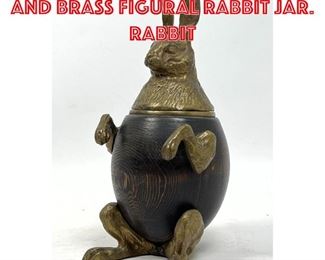 Lot 26 ARTHUR COURT Wood and Brass Figural Rabbit Jar. Rabbit 