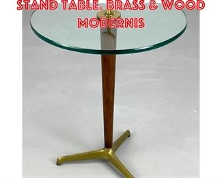 Lot 29 Italian Modern Drink Stand Table. Brass Wood Modernis