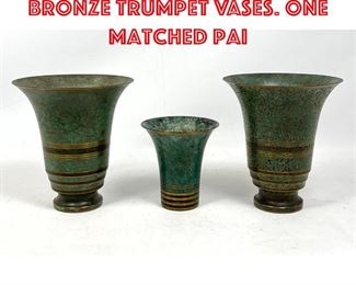 Lot 30 3pc CARL SORENSEN Bronze Trumpet Vases. One Matched Pai