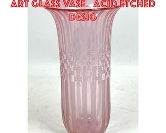 Lot 50 GARY GENETTI Artisan Art Glass Vase. Acid etched desig
