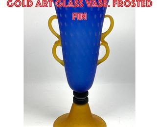 Lot 52 Italian style Cobalt Gold Art Glass Vase. Frosted fin